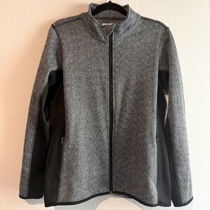 MNY Marc New York Black White Herringbone Full Zip Stretch Jacket Womens Large
